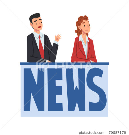 TV News Anchors, Television Industry Concept Cartoon Style Vector Illustrationv TV News Anchors, Television Industry Concept Cartoon Style Vector Illustrationv 70887176