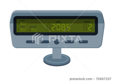Taximeter Device, Measurement Appliance for Passenger Fare in Taxi Car Vector Illustration on White Background Taximeter Device, Measurement Appliance for Passenger Fare in Taxi Car Vector Illustration on White Background 70887207