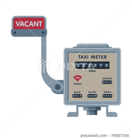 Retro Taximeter Device, Calculating Equipment for Taxi Car, Measurement Appliance Vector Illustration on White Background Retro Taximeter Device, Calculating Equipment for Taxi Car, Measurement Appliance Vector Illustration on White Background 70887208
