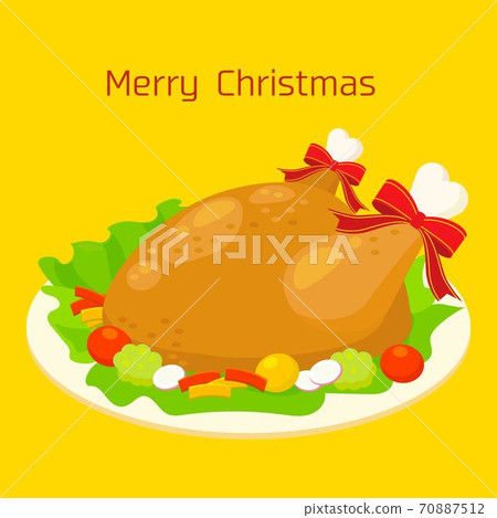 Illustration of roast chicken Christmas Illustration of roast chicken Christmas 70887512