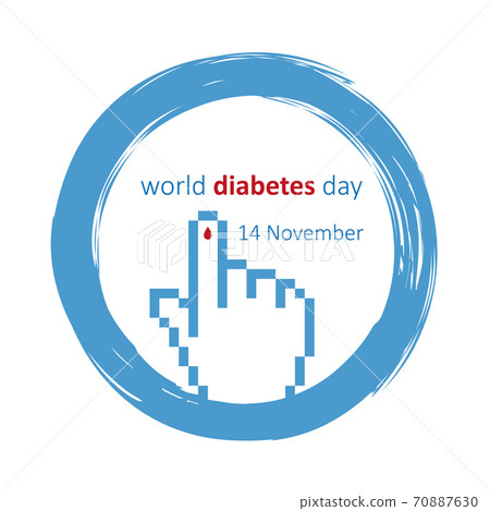 blue circle and finger with blood drop world diabetes day 14 november blue circle and finger with blood drop world diabetes day 14 november 70887630