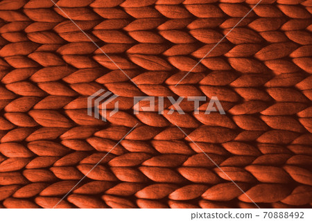 Top view of knit merino giant blanket of lush lava color Top view of knit merino giant blanket of lush lava color 70888492