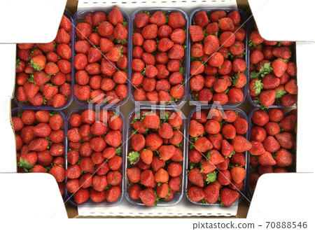 Group of ripe and fresh strawberry at farmers market. Food shop with vegetables. Mobile photo 70888546