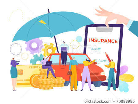 Insurance policy management, claim for team plan vector illustration. Protection and safety service, security help teamwork. 70888996