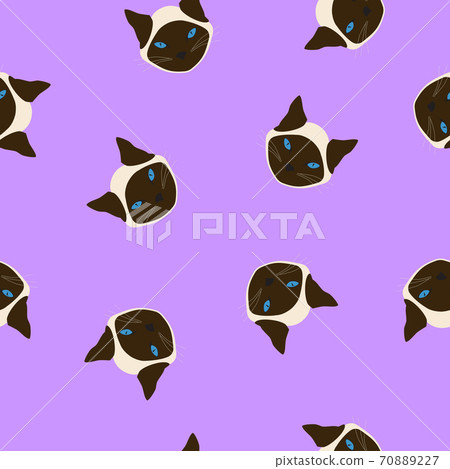 Seamless pattern Siamese cat on pink background, vector eps 10 Seamless pattern Siamese cat on pink background, vector eps 10 70889227
