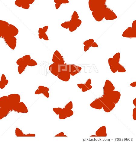 Seamless pattern orange Butterflies isolated on white, vector eps 10 70889608