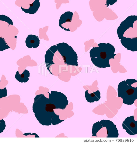 Seamless pattern pink Butterfly, flowers on light background, vector eps 10 Seamless pattern pink Butterfly, flowers on light background, vector eps 10 70889610