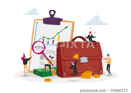 Tiny Male and Female Investors at Huge Briefcase and Info Chart with Graphs. Invest Portfolio, Stock Market Trading Tiny Male and Female Investors at Huge Briefcase and Info Chart with Graphs. Invest Portfolio, Stock Market Trading 70890137