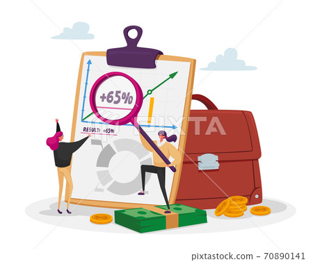 Tiny Investors Female Characters Look on Growing Arrow Chart at Huge Briefcase. Invest Portfolio, Stock Market Trading Tiny Investors Female Characters Look on Growing Arrow Chart at Huge Briefcase. Invest Portfolio, Stock Market Trading 70890141