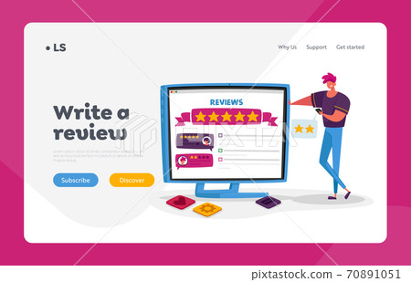 Ranking Evaluation and Rating Landing Page Template. Male Character Negative User Experience Online Review, Bad Feedback Ranking Evaluation and Rating Landing Page Template. Male Character Negative User Experience Online Review, Bad Feedback 70891051