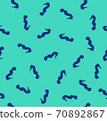 Seamless pattern blue Seahorse silhouette on blue background, vector eps 10 70892867