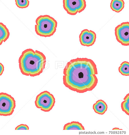 Seamless pattern rainbow flowers on white... - Stock Illustration ...