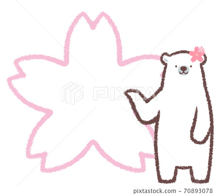 Sakura line art polar bear large frame 70893078