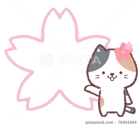Sakura line art calico cat frame Sakura line art calico cat frame 70893084