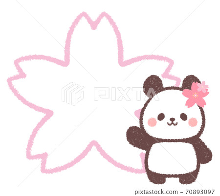 Sakura line art panda frame - Stock Illustration [70893097] - PIXTA