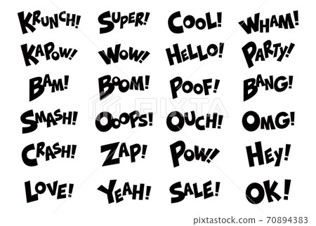 Character material expressing comic-style onomatopoeia and exclamation marks 70894383