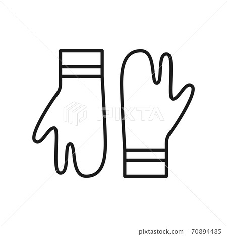 Three-fingered gloves icon. Neoprene gloves for diving. Three-fingered gloves icon. Neoprene gloves for diving. 70894485