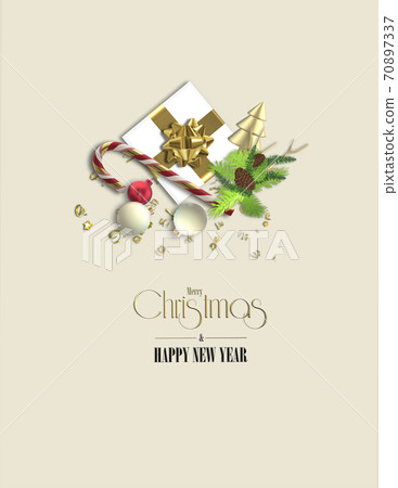 abstract realistic flat lay Christmas card 70897337