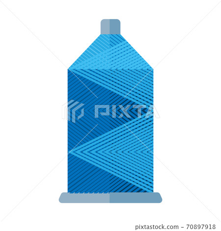Spool threads color blue isolated on white background. Bobbin for sewing machine in flat style. 70897918