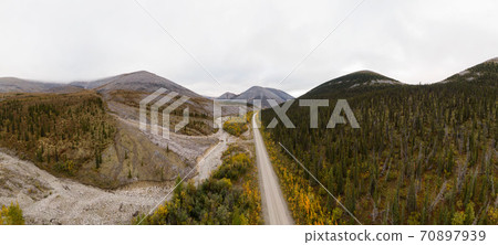 Aerial View of Scenic Road in Canadian Nature 70897939