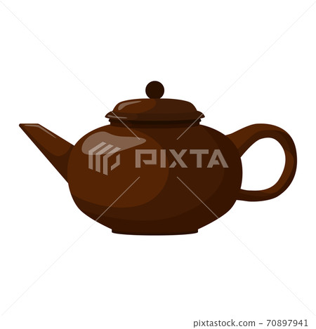 Kettle element for chinese tea ceremony on white background. Asian traditional equipment isolated in style flat Kettle element for chinese tea ceremony on white background. Asian traditional equipment isolated in style flat 70897941