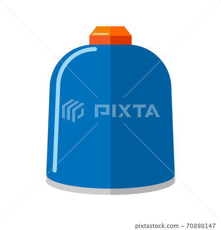 Small metal gas cylinder isolated on white background. Blue propane bottle without handle icon container in flat style. Short canister fuel storage Small metal gas cylinder isolated on white background. Blue propane bottle without handle icon container in flat style. Short canister fuel storage 70898147