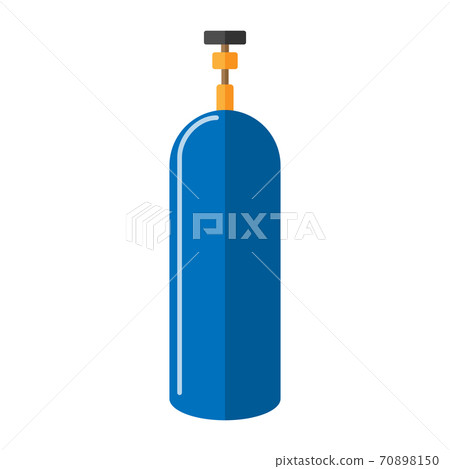 Long metal gas cylinder isolated on white background. High canister fuel storage. Blue propane bottle without handle icon container in flat style 70898150