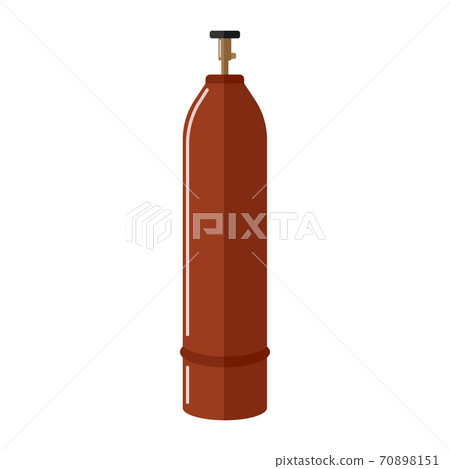 Long gas cylinder isolated on white background. Contemporary canister fuel storage. Brown propane bottle icon container in flat style Long gas cylinder isolated on white background. Contemporary canister fuel storage. Brown propane bottle icon container in flat style 70898151