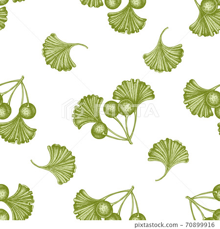 Seamless pattern with hand drawn pastel ginkgo Seamless pattern with hand drawn pastel ginkgo 70899916