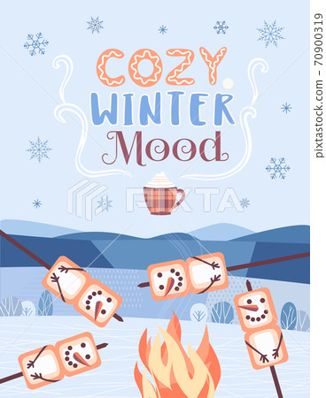 Cozy Winter Mood fun party welcome vector poster 70900319