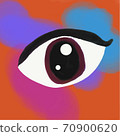 Open eye on a colorful background (childlike drawing) 70900620