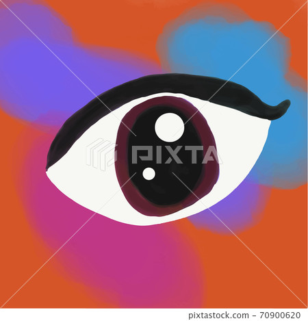 Open eye on a colorful background (childlike drawing) 70900620