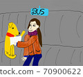 Dog and girl in a bus childlike drawing 70900622
