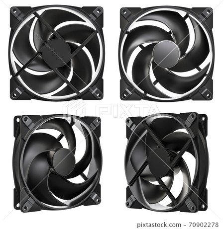 Computer Case Fan, front and side views. 3D rendering Computer Case Fan, front and side views. 3D rendering 70902278
