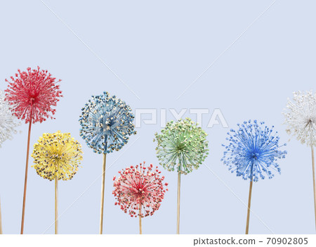 Watercolor digital painting of Dry flowers of a wild onions. Seamless background. 70902805