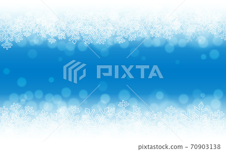 Blue snow background. Snowflakes with particles and bokeh. Holiday winter theme. Blurred backdrop. Christmas template. Vector illustration Blue snow background. Snowflakes with particles and bokeh. Holiday winter theme. Blurred backdrop. Christmas template. Vector illustration 70903138