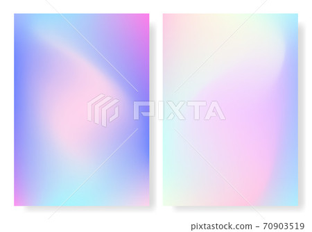 Hologram foil cover. Holographic set of gradient backgrounds. Rainbow retro texture. Trendy colorful template for poster, brochure, flyer or web. Iridescent wallpaper. Vector illustration 70903519
