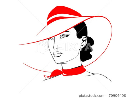 Portrait of a woman in a red scarf Portrait of a woman in a red scarf 70904408