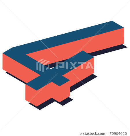 Digit 4 in isometric view. Blue-orange colors. 70904620