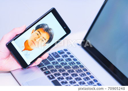 Face recognition security eKYC DX [Image of digitization of authentication] 70905248