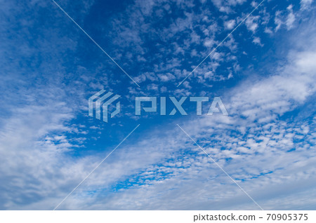 Autumn sky Blue sky and cirrocumulus wide-angle b-1-1 70905375