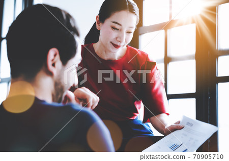 Corporate employees team working brainstorm project document sheet paperwork Corporate employees team working brainstorm project document sheet paperwork 70905710