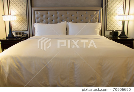 Luxury Modern Bedroom Interior with Pillow and Table Lamp 70906690