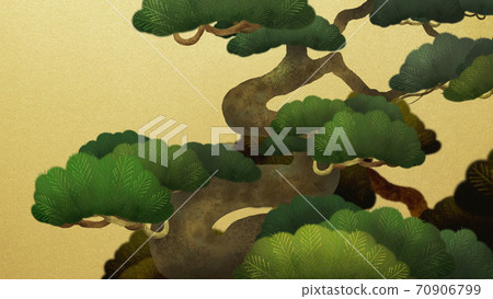 松木和金箔的日式背景-有多種變化 70906799