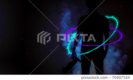 Copy space with a man standing in the effect Copy space with a man standing in the effect 70907584