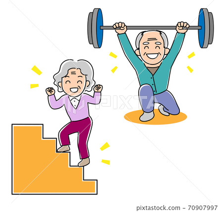 Elderly, elderly, physical strength, energetic illustration material Elderly, elderly, physical strength, energetic illustration material 70907997