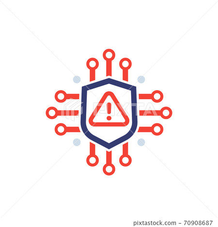 cyber security alert, warning vector icon on white cyber security alert, warning vector icon on white 70908687
