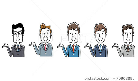 Illustration material: businessman, introduction, guide man, set, collection 70908893