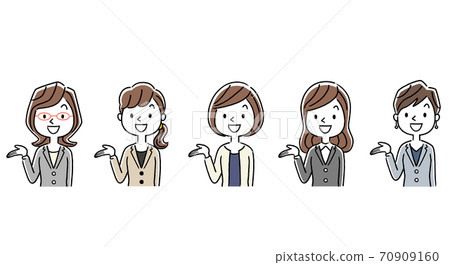 Illustration material: Business woman in a suit, introduction, guidance, set 70909160
