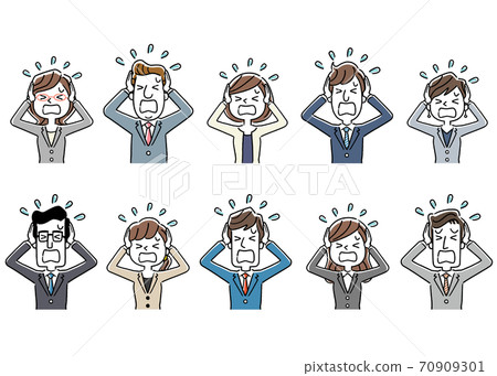Illustration material: Men and women in suits, business, sets, panic Illustration material: Men and women in suits, business, sets, panic 70909301
